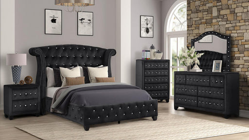 Sophia King 5 Pc Bedroom Set in Black - Sophia King 5 Pc Bedroom Set in Black