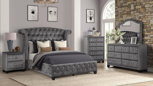 Sophia King 5 Pc Bedroom Set in Gray - Sophia King 5 Pc Bedroom Set in Gray