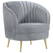 Sophia Upholstered Channel Tufted Barrel Accent Chair Grey - 506866