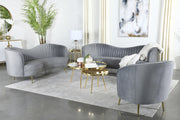 Sophia Upholstered Channel Tufted Barrel Accent Chair Grey - 506866