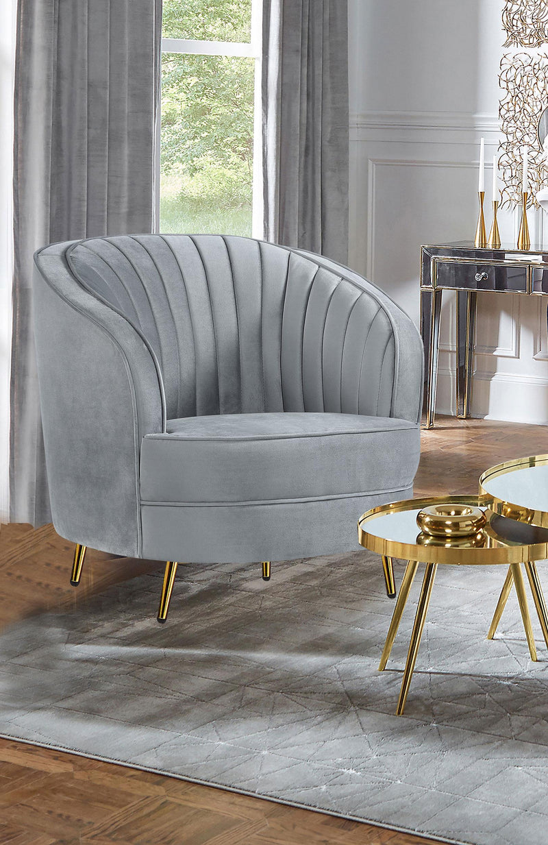 Sophia Upholstered Channel Tufted Barrel Accent Chair Grey - 506866