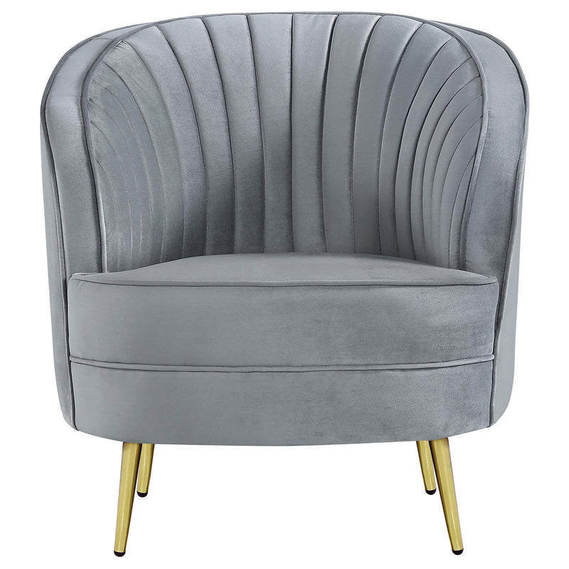 Sophia Upholstered Channel Tufted Barrel Accent Chair Grey - 506866
