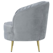 Sophia Upholstered Channel Tufted Barrel Accent Chair Grey - 506866