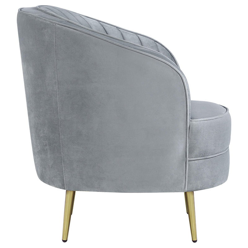 Sophia Upholstered Channel Tufted Barrel Accent Chair Grey - 506866