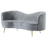 Sophia Upholstered Channel Tufted Loveseat Grey - 506865