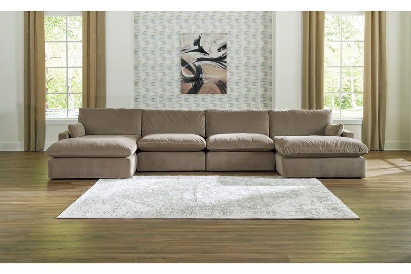 Sophie Cocoa 4 Piece Sectional with Double Chaise - Gate FurnitureSectional