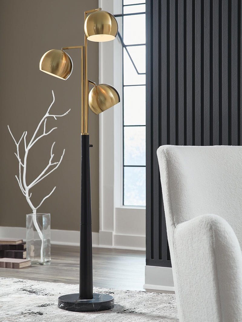 Sorcha Gold Finish/Black Floor Lamp - L206111
