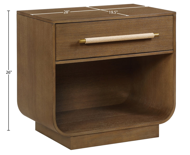 Sorell 28" Rattan Handle And Solid Wood Nightstand in Brown - 66014Brown-NS