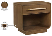 Sorell 28" Rattan Handle And Solid Wood Nightstand in Brown - 66014Brown-NS