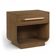 Sorell 28" Rattan Handle And Solid Wood Nightstand in Brown - 66014Brown-NS