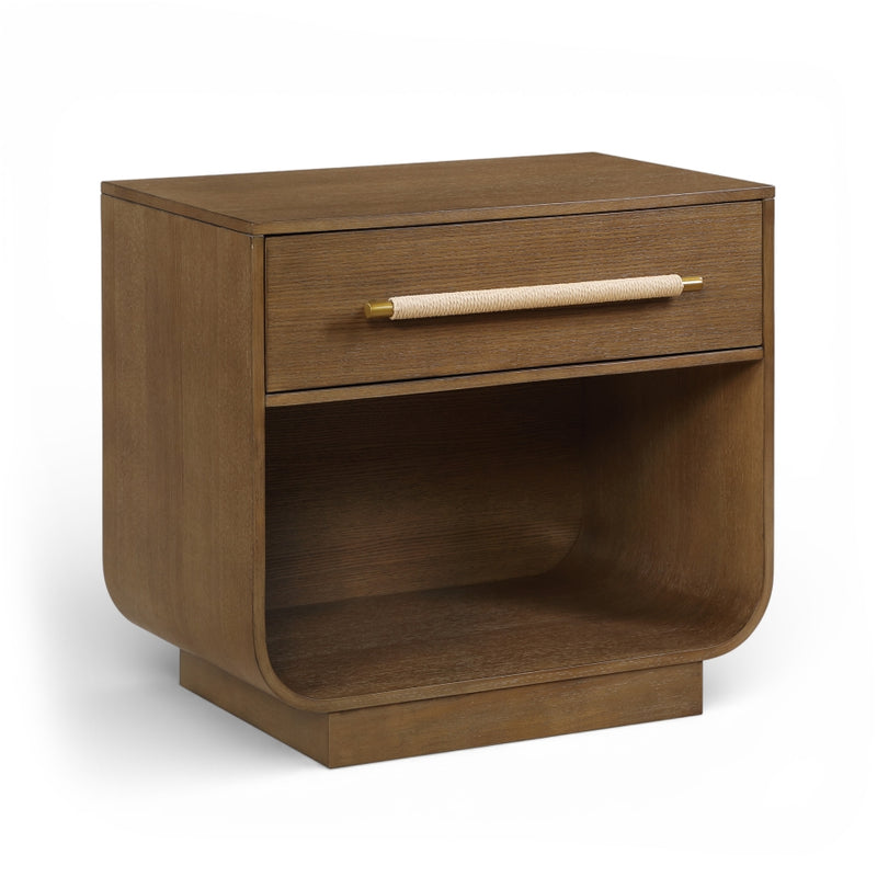 Sorell 28" Rattan Handle And Solid Wood Nightstand in Brown - 66014Brown-NS