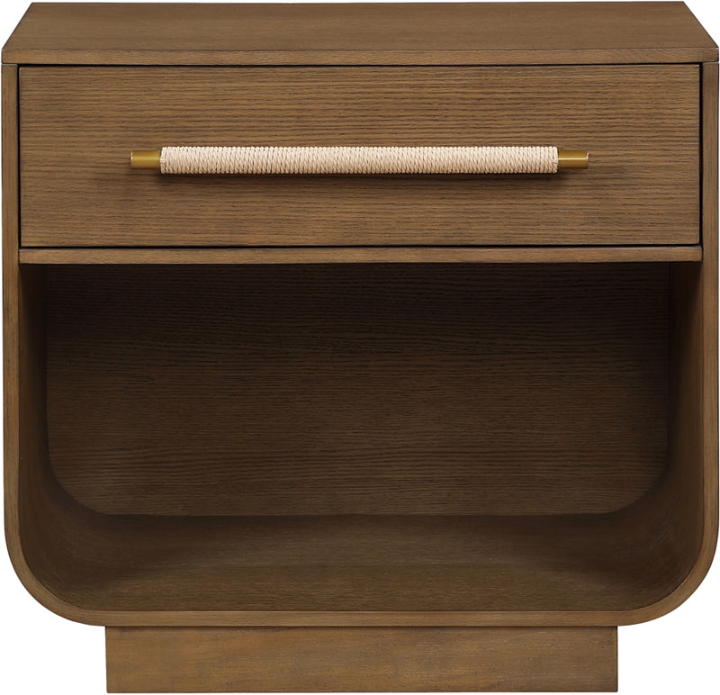 Sorell 28" Rattan Handle And Solid Wood Nightstand in Brown - 66014Brown-NS