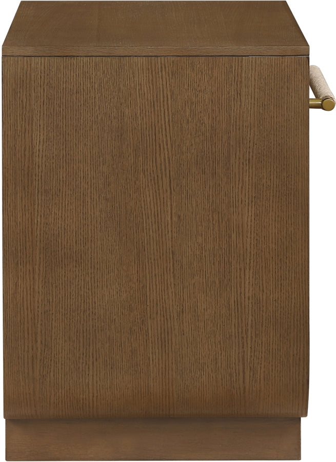 Sorell 28" Rattan Handle And Solid Wood Nightstand in Brown - 66014Brown-NS