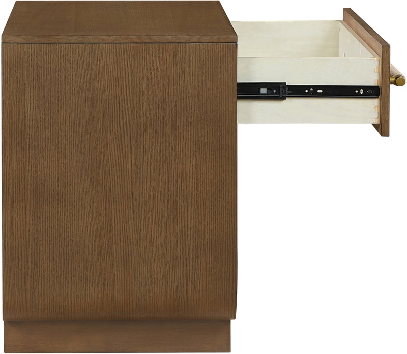 Sorell 28" Rattan Handle And Solid Wood Nightstand in Brown - 66014Brown-NS