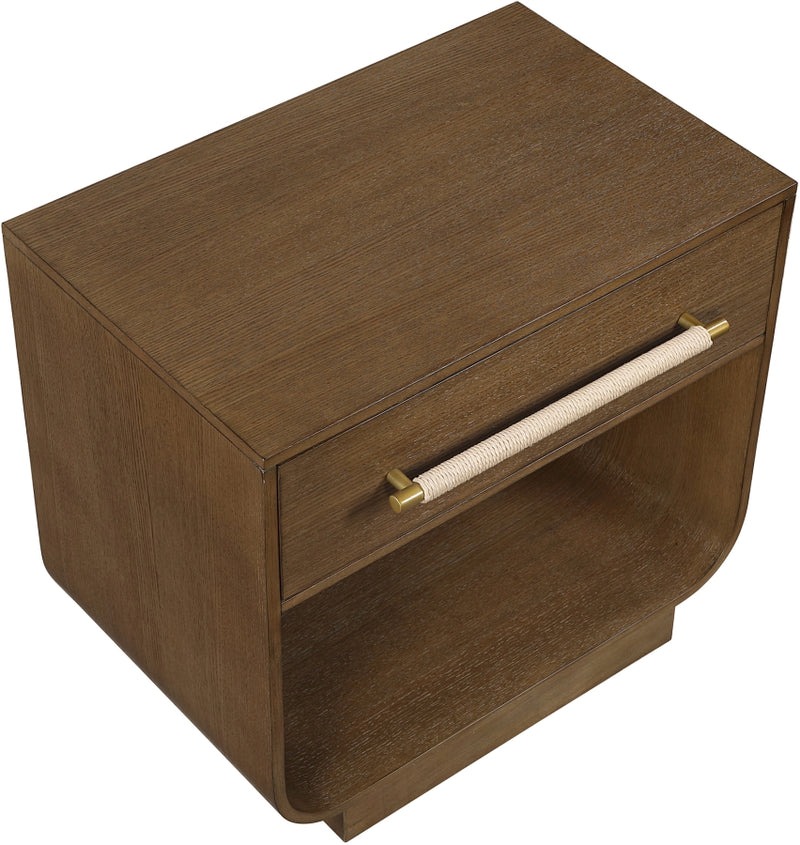 Sorell 28" Rattan Handle And Solid Wood Nightstand in Brown - 66014Brown-NS