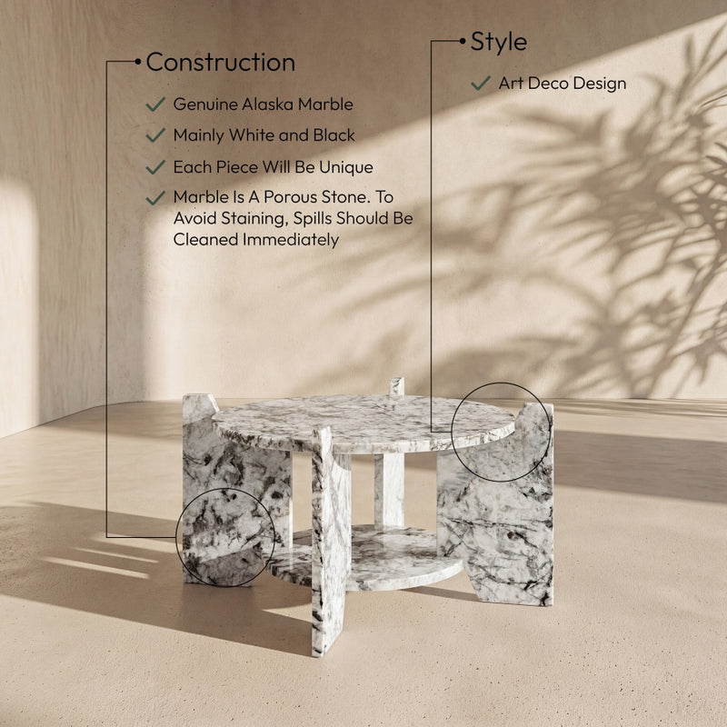 Soriano Genuine Marble Coffee Table in Alaska - 77008Alaska-CT
