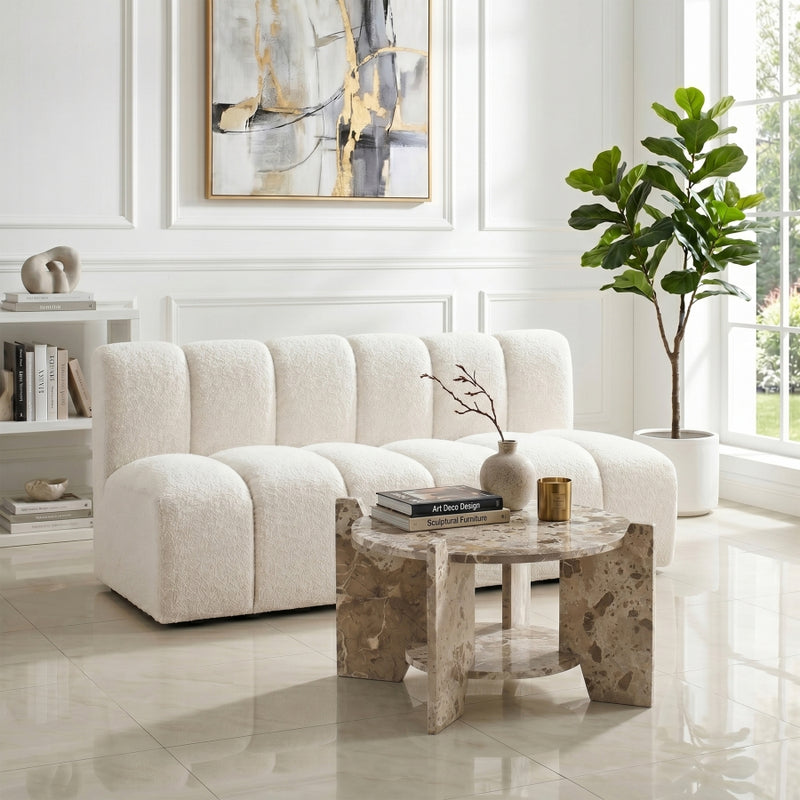 Soriano Genuine Marble Coffee Table in Beige - 77008Beige-CT