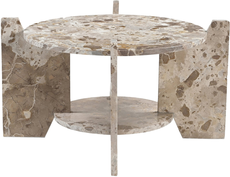 Soriano Genuine Marble Coffee Table in Beige - 77008Beige-CT
