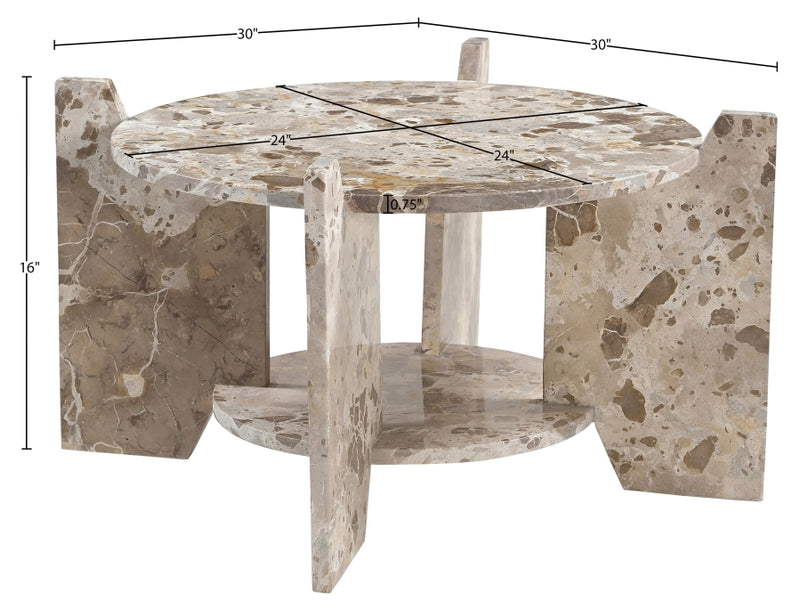 Soriano Genuine Marble Coffee Table in Beige - 77008Beige-CT