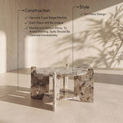 Soriano Genuine Marble Coffee Table in Beige - 77008Beige-CT