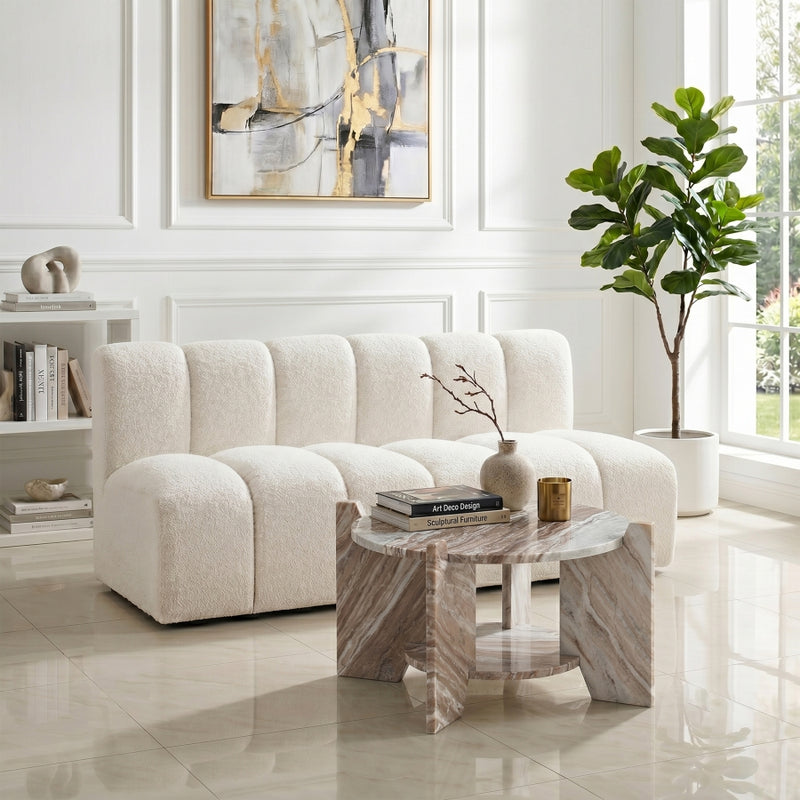 Soriano Genuine Marble Coffee Table in Brown - 77008Brown-CT