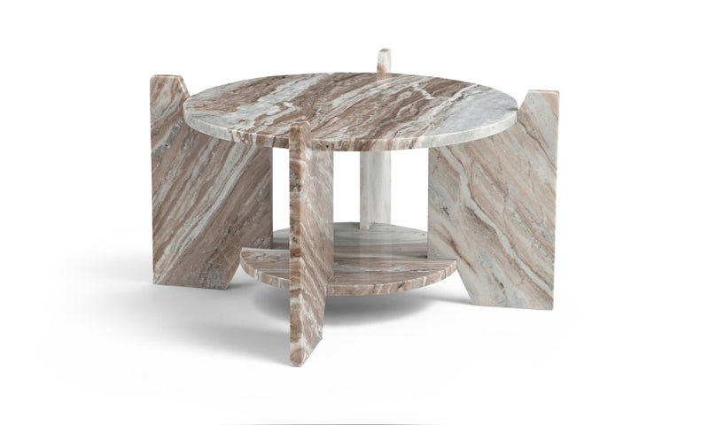 Soriano Genuine Marble Coffee Table in Brown - 77008Brown-CT