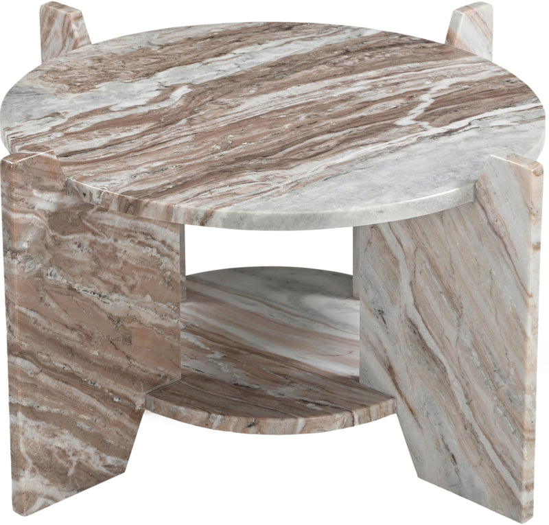 Soriano Genuine Marble Coffee Table in Brown - 77008Brown-CT