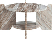 Soriano Genuine Marble Coffee Table in Brown - 77008Brown-CT