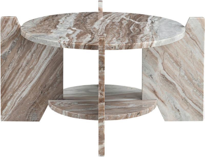 Soriano Genuine Marble Coffee Table in Brown - 77008Brown-CT