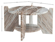 Soriano Genuine Marble Coffee Table in Brown - 77008Brown-CT