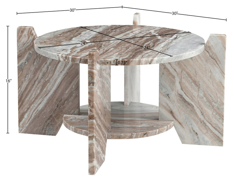 Soriano Genuine Marble Coffee Table in Brown - 77008Brown-CT