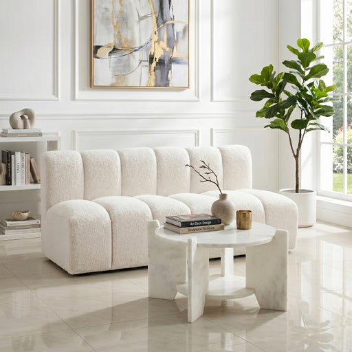 Soriano Genuine Marble Coffee Table in White - 77008White-CT