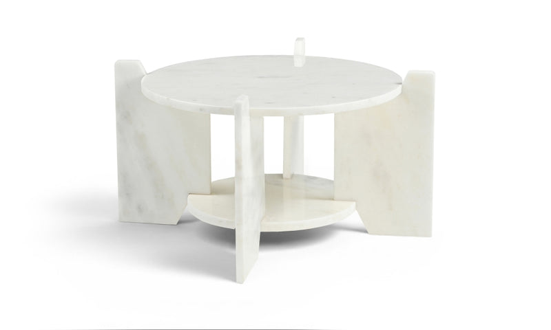 Soriano Genuine Marble Coffee Table in White - 77008White-CT