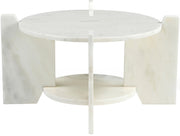 Soriano Genuine Marble Coffee Table in White - 77008White-CT