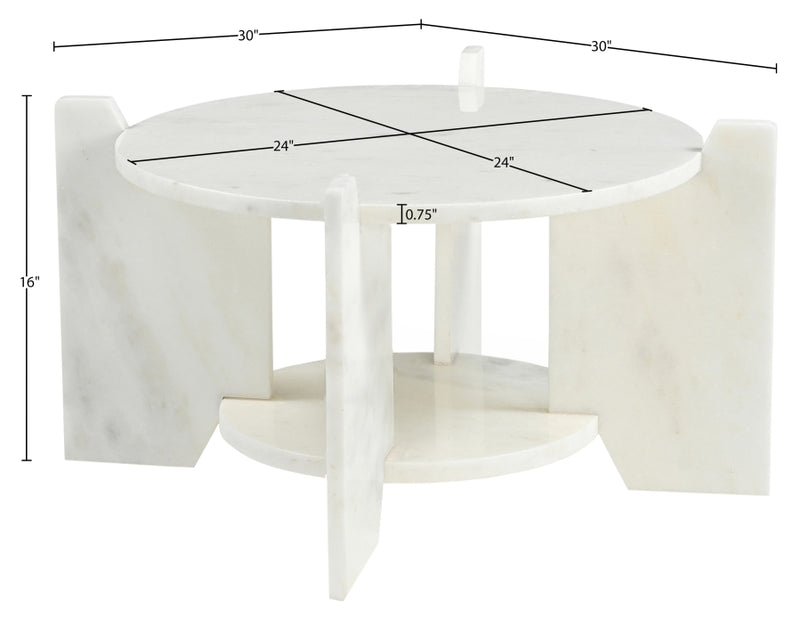 Soriano Genuine Marble Coffee Table in White - 77008White-CT