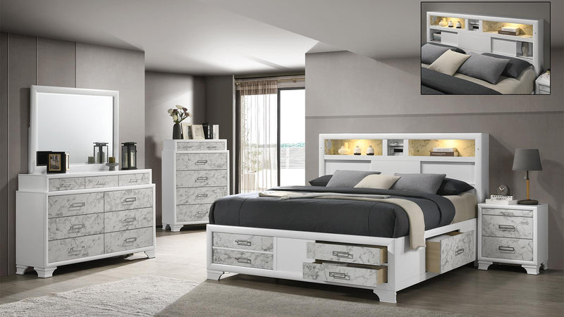 Soul Queen 4 Pc Bedroom Set in White - Soul Queen 4 Pc Bedroom Set in White