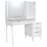 Souza 5-Drawer Makeup Vanity Table With LED Mirror White High Gloss - 930282
