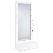 Spector 1-drawer Lighted Full-Length Floor Mirror White High Gloss - 960954