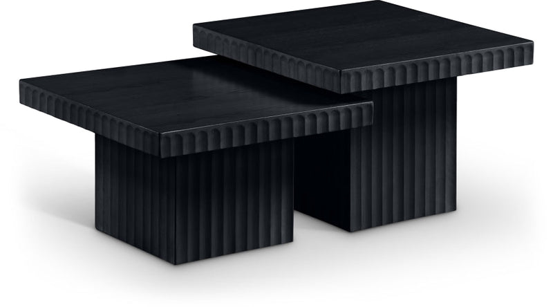 Spencer Solid Wood And Oak Veneer 2 Piece Coffee Table in Black - 253Black-CT-2A