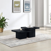 Spencer Solid Wood And Oak Veneer 2 Piece Coffee Table in Black - 253Black-CT-2A