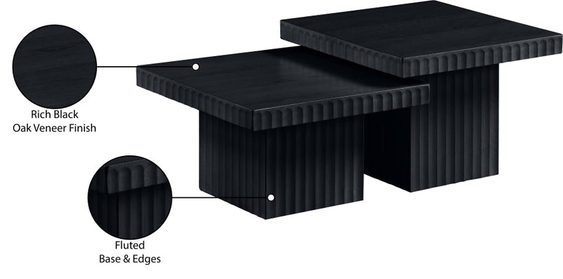 Spencer Solid Wood And Oak Veneer 2 Piece Coffee Table in Black - 253Black-CT-2A