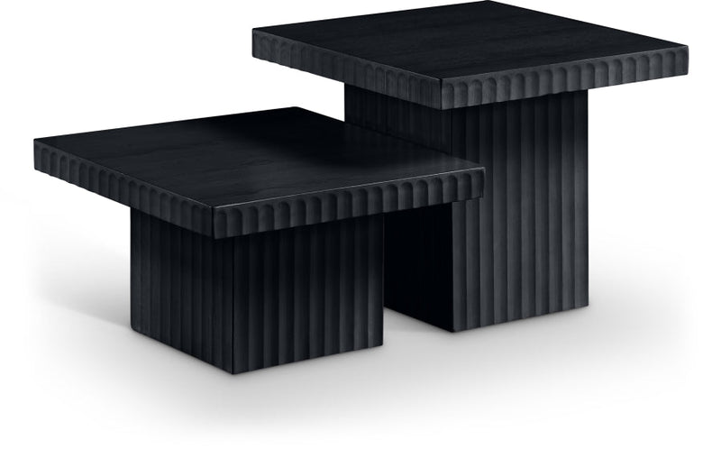 Spencer Solid Wood And Oak Veneer 2 Piece Coffee Table in Black - 253Black-CT-2B