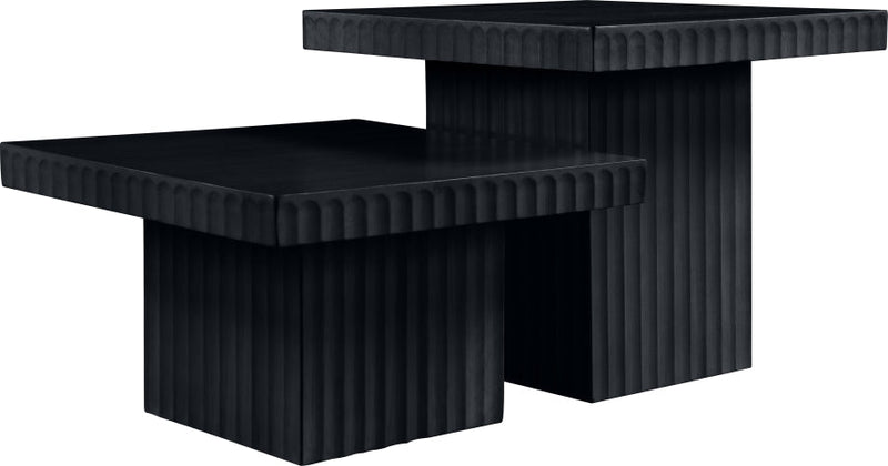 Spencer Solid Wood And Oak Veneer 2 Piece Coffee Table in Black - 253Black-CT-2B