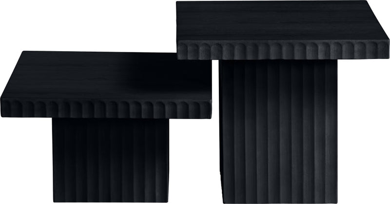 Spencer Solid Wood And Oak Veneer 2 Piece Coffee Table in Black - 253Black-CT-2B