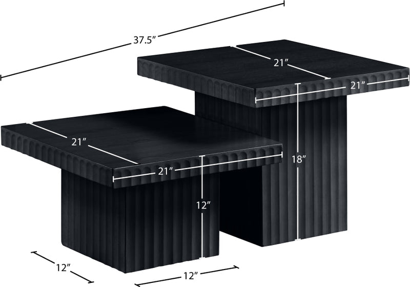 Spencer Solid Wood And Oak Veneer 2 Piece Coffee Table in Black - 253Black-CT-2B