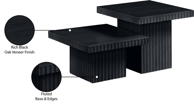 Spencer Solid Wood And Oak Veneer 2 Piece Coffee Table in Black - 253Black-CT-2B