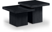 Spencer Solid Wood And Oak Veneer 2 Piece Coffee Table in Black - 253Black-CT-2C