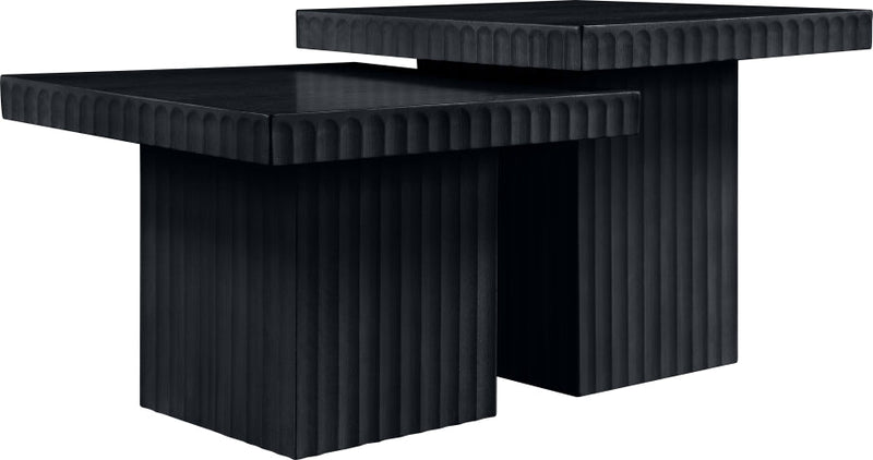 Spencer Solid Wood And Oak Veneer 2 Piece Coffee Table in Black - 253Black-CT-2C