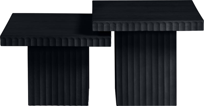 Spencer Solid Wood And Oak Veneer 2 Piece Coffee Table in Black - 253Black-CT-2C