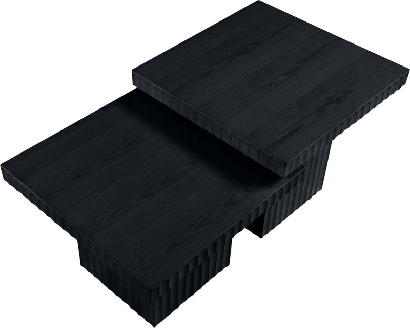Spencer Solid Wood And Oak Veneer 2 Piece Coffee Table in Black - 253Black-CT-2C